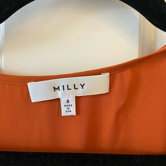 Milly Orange / Brown Bell Sleeve Blouse Size 6 - Picture 5 of 7